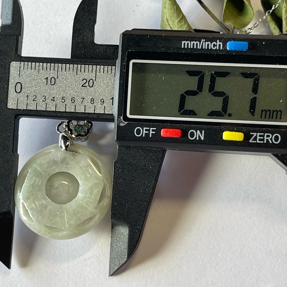 Natural Jade Pendant with Tiny Zircon Donut Shape Gemstone Crystal - Picture 7 of 7